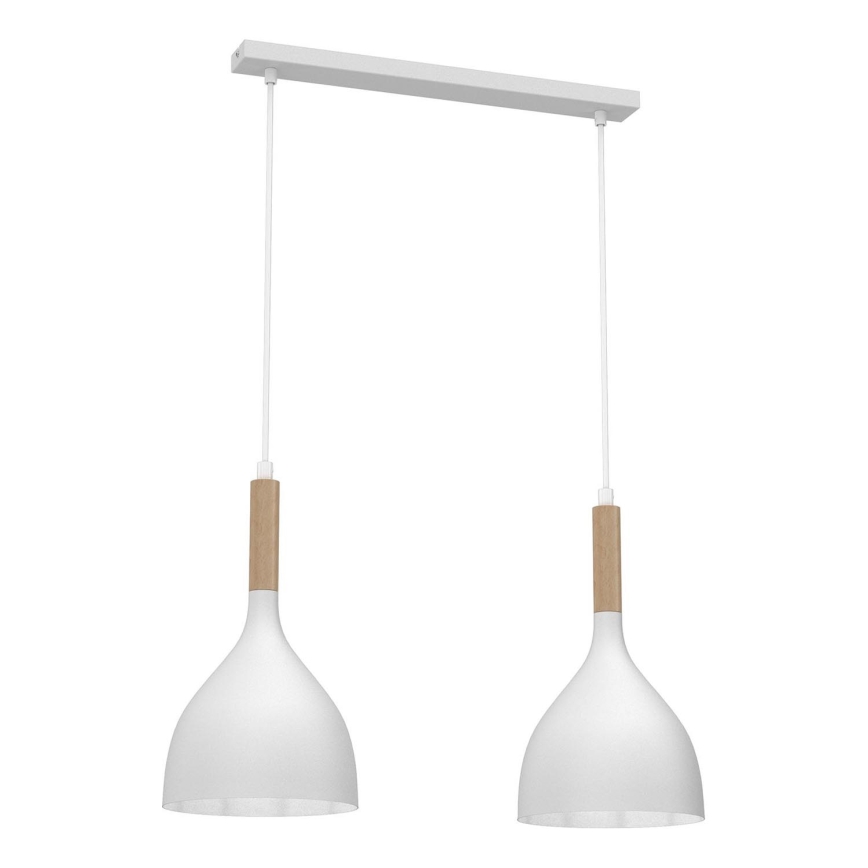 Luster na sajli NOAK WOOD 2xE27/15W/230V bijela/bukva