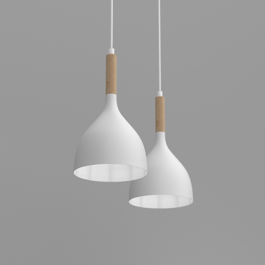 Luster na sajli NOAK WOOD 2xE27/15W/230V bijela/bukva