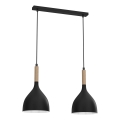 Luster na sajli NOAK WOOD 2xE27/15W/230V crna/bukva