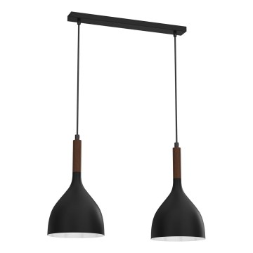 Luster na sajli NOAK WOOD 2xE27/15W/230V crna/bukva