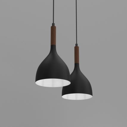 Luster na sajli NOAK WOOD 2xE27/15W/230V crna/bukva