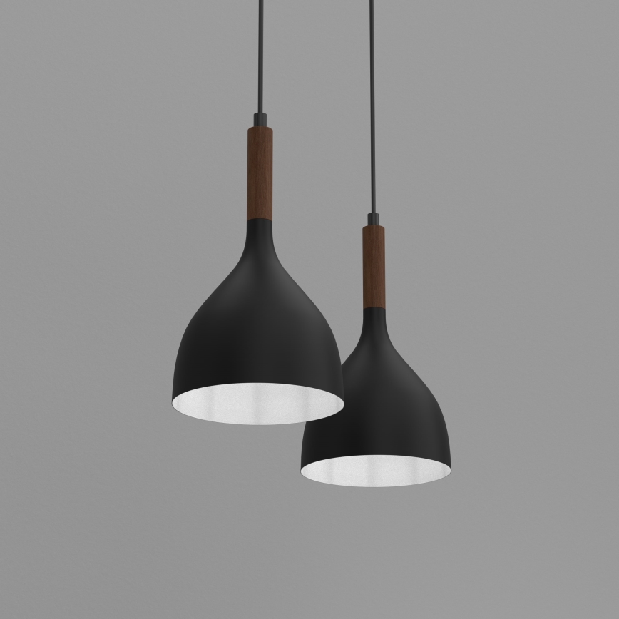 Luster na sajli NOAK WOOD 2xE27/15W/230V crna/bukva