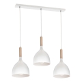Luster na sajli NOAK WOOD 3xE27/15W/230V bijela/bukva