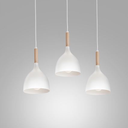 Luster na sajli NOAK WOOD 3xE27/15W/230V bijela/bukva