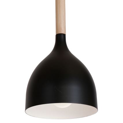Luster na sajli NOAK WOOD 3xE27/15W/230V crna/bukva