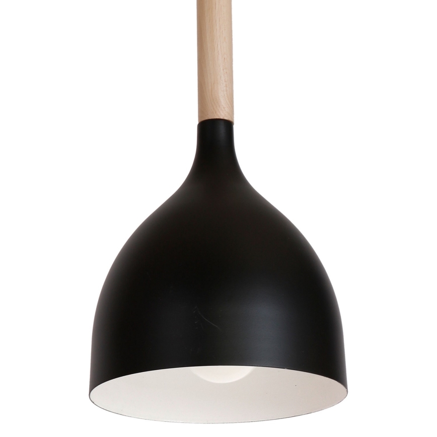 Luster na sajli NOAK WOOD 3xE27/15W/230V crna/bukva