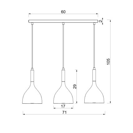 Luster na sajli NOAK WOOD 3xE27/15W/230V crna/bukva