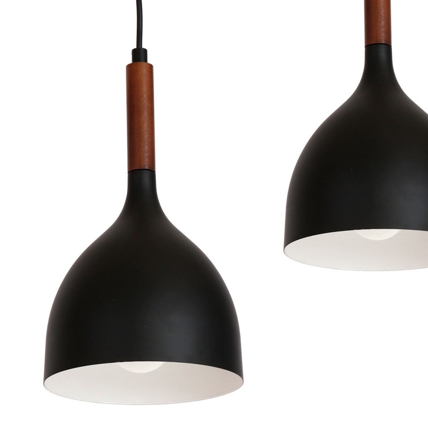 Luster na sajli NOAK WOOD 3xE27/15W/230V crna/bukva