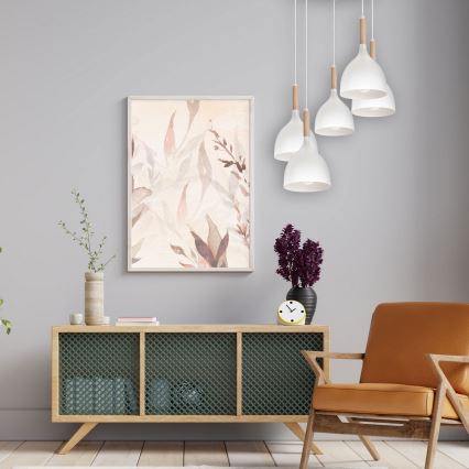 Luster na sajli NOAK WOOD 5xE27/15W/230V bijela/bukva