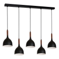 Luster na sajli NOAK WOOD 5xE27/15W/230V crna/bukva