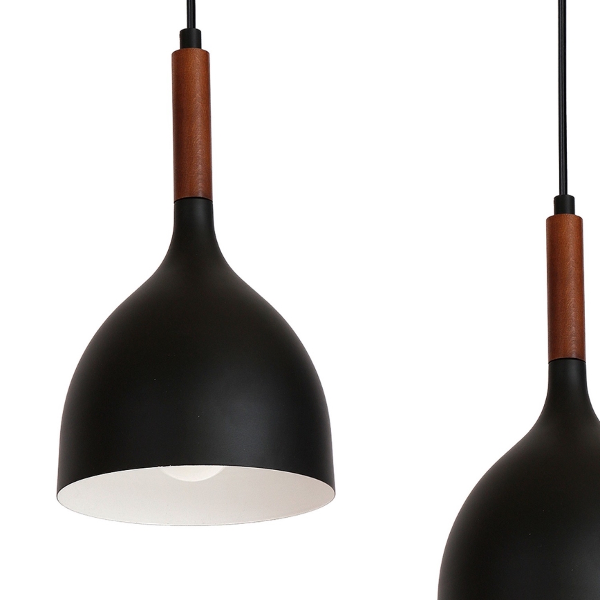 Luster na sajli NOAK WOOD 5xE27/15W/230V crna/bukva