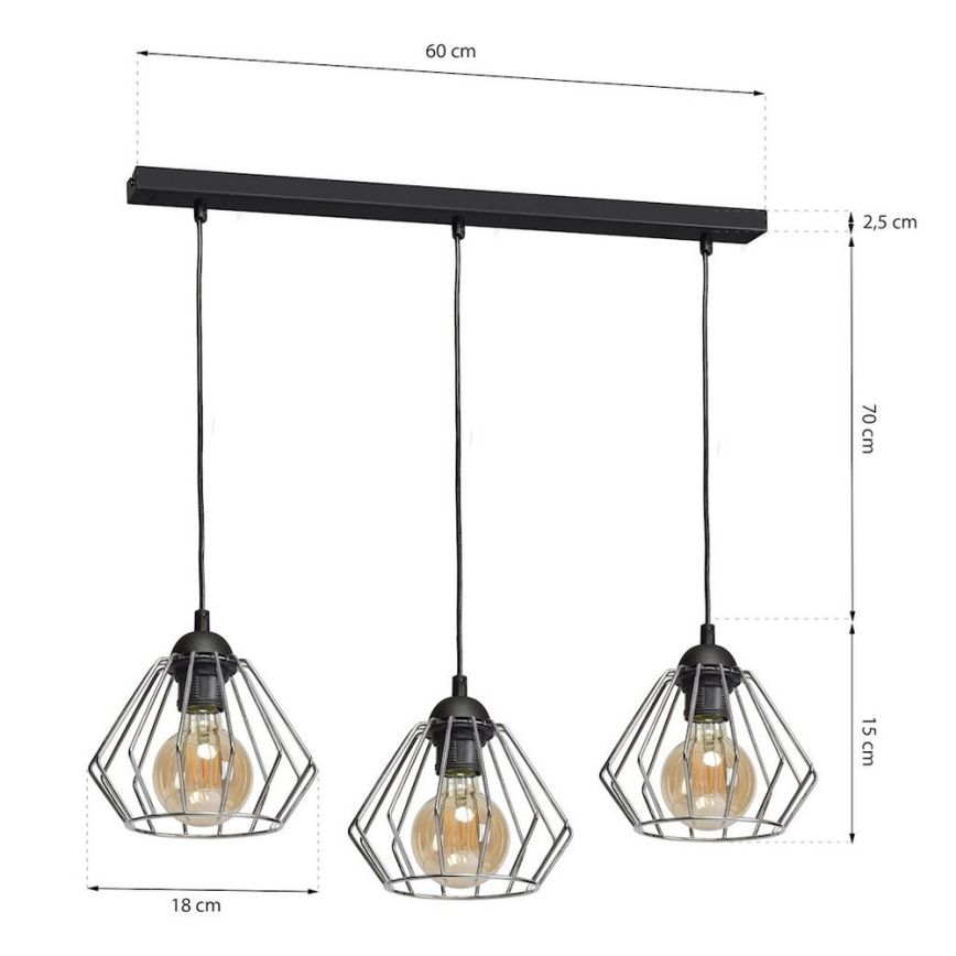 Luster na sajli NORMAN 1xE27/60W/230V