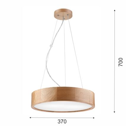 Luster na sajli OAK 2xE27/60W/230V hrast ø 37