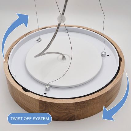 Luster na sajli OAK 3xE27/60W/230V hrast ø 47,5 cm - FSC certificirano