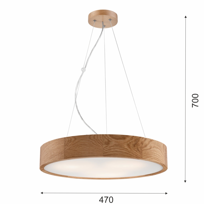 Luster na sajli OAK 3xE27/60W/230V hrast ø 47,5 cm - FSC certificirano