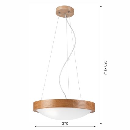 Luster na sajli OAK SLIM 2xE27/60W/230V ø 37 cm hrast