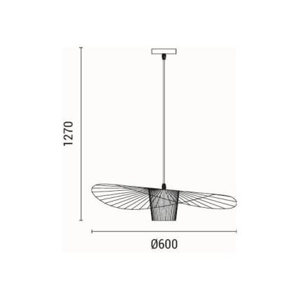 Luster na sajli OGGI 1xE27/40W/230V pr. 60 cm crna