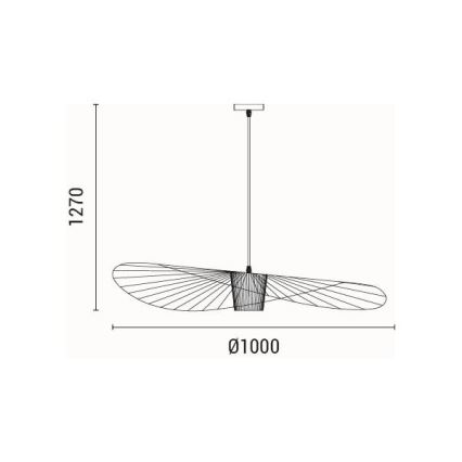 Luster na sajli OGGI 1xE27/40W/230V pr. 100 cm crna