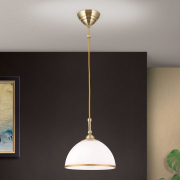 Luster na sajli OLD LAMP 1xE27/40W/230V bijela/mesing