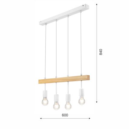 Luster na sajli ORAZIO 4xE27/60W/230V bukva - FSC certificirano