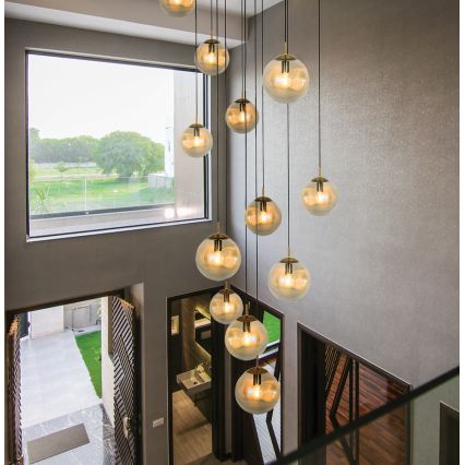 Luster na sajli OSCAR 1xE27/40W/230V zadimljeno bež
