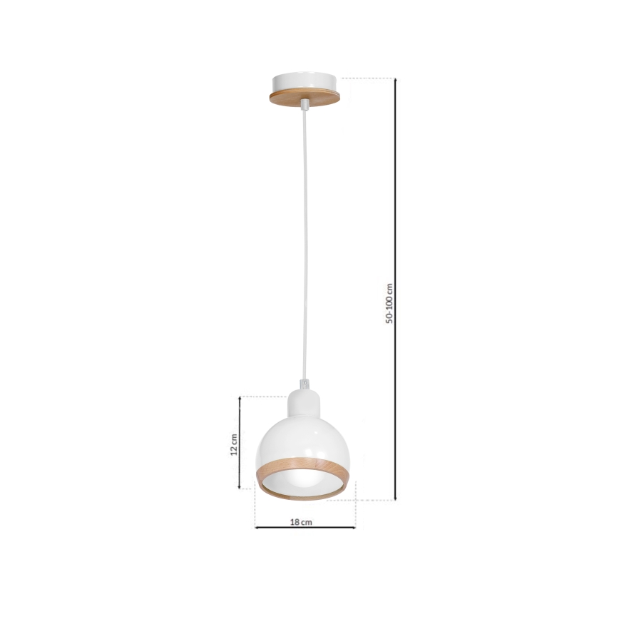 Luster na sajli OVAL 1xE27/60W/230V bijela