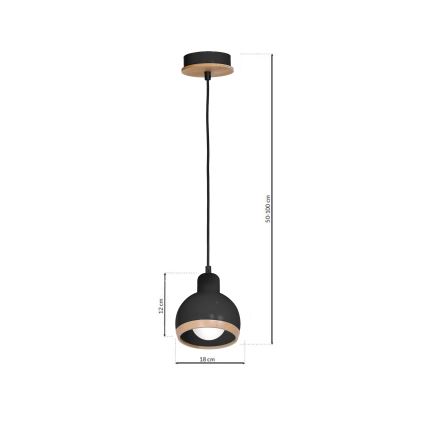 Luster na sajli OVAL 1xE27/60W/230V crna
