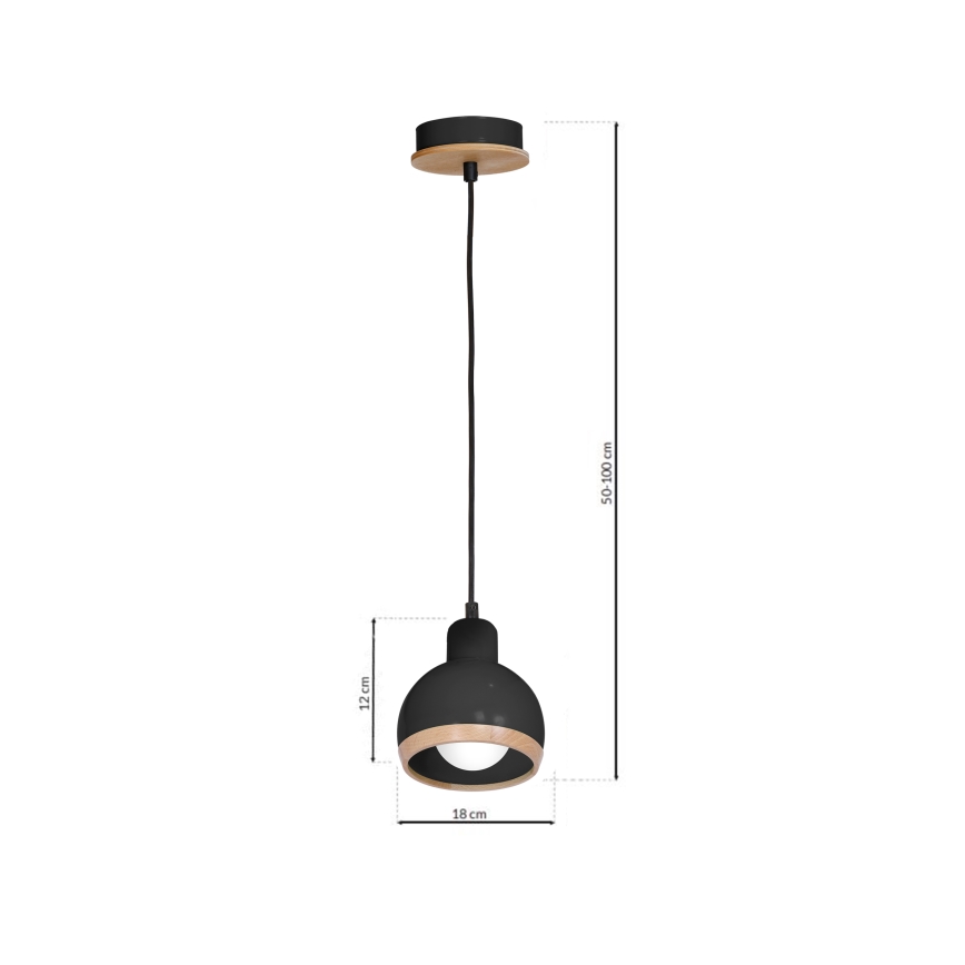 Luster na sajli OVAL 1xE27/60W/230V crna