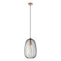 Luster na sajli OVELLA 1xE27/15W/230V Ø 25 cm crna/borovina
