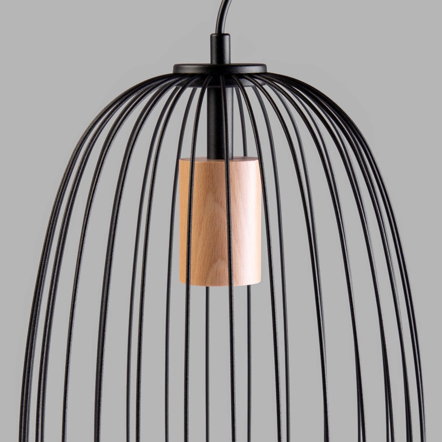 Luster na sajli OVELLA 1xE27/15W/230V Ø 25 cm crna/borovina