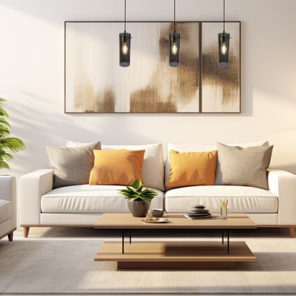 Luster na sajli PADOVA 3xE27/15W/230V crna