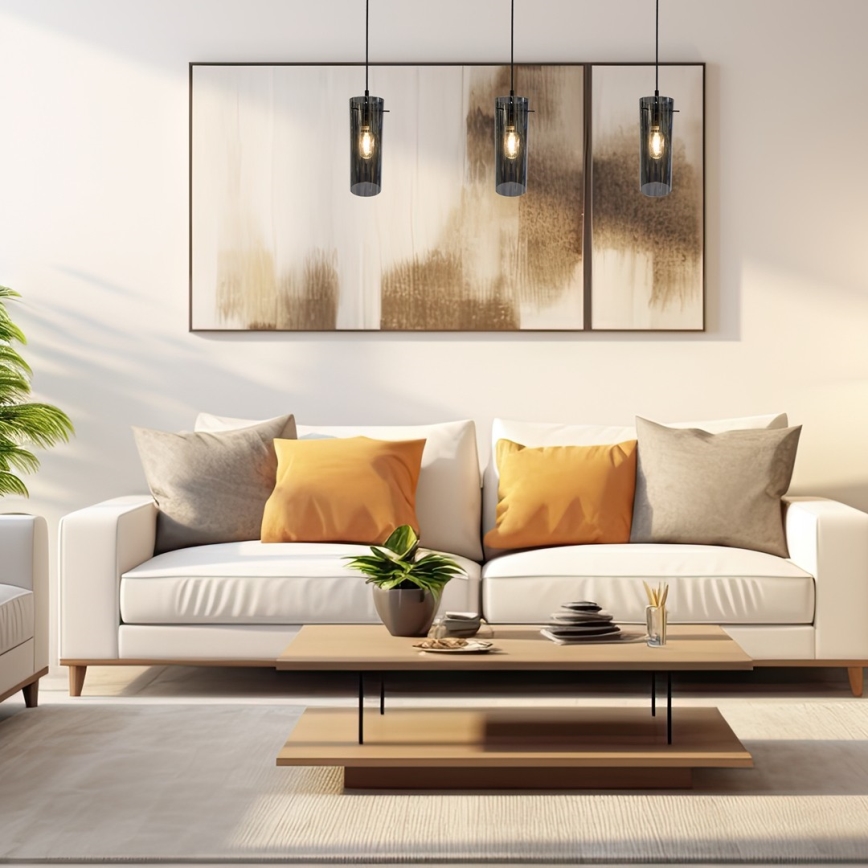 Luster na sajli PADOVA 3xE27/15W/230V crna