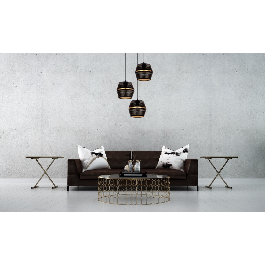 Luster na sajli PARIS 3xE27/60W/230V pr. 45 cm crna/zlatna