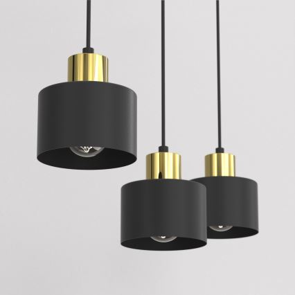 Luster na sajli PARKLA 3xE27/15W/230V crna