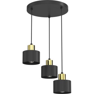 Luster na sajli PARKLA 3xE27/15W/230V crne boje