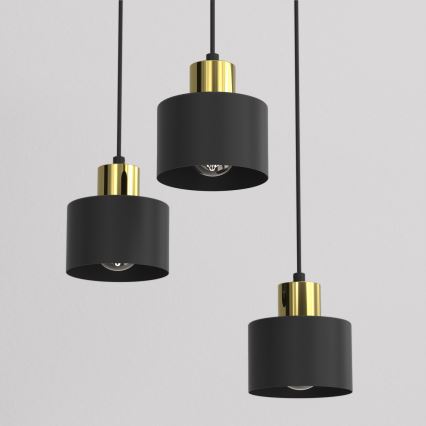 Luster na sajli PARKLA 3xE27/15W/230V crne boje