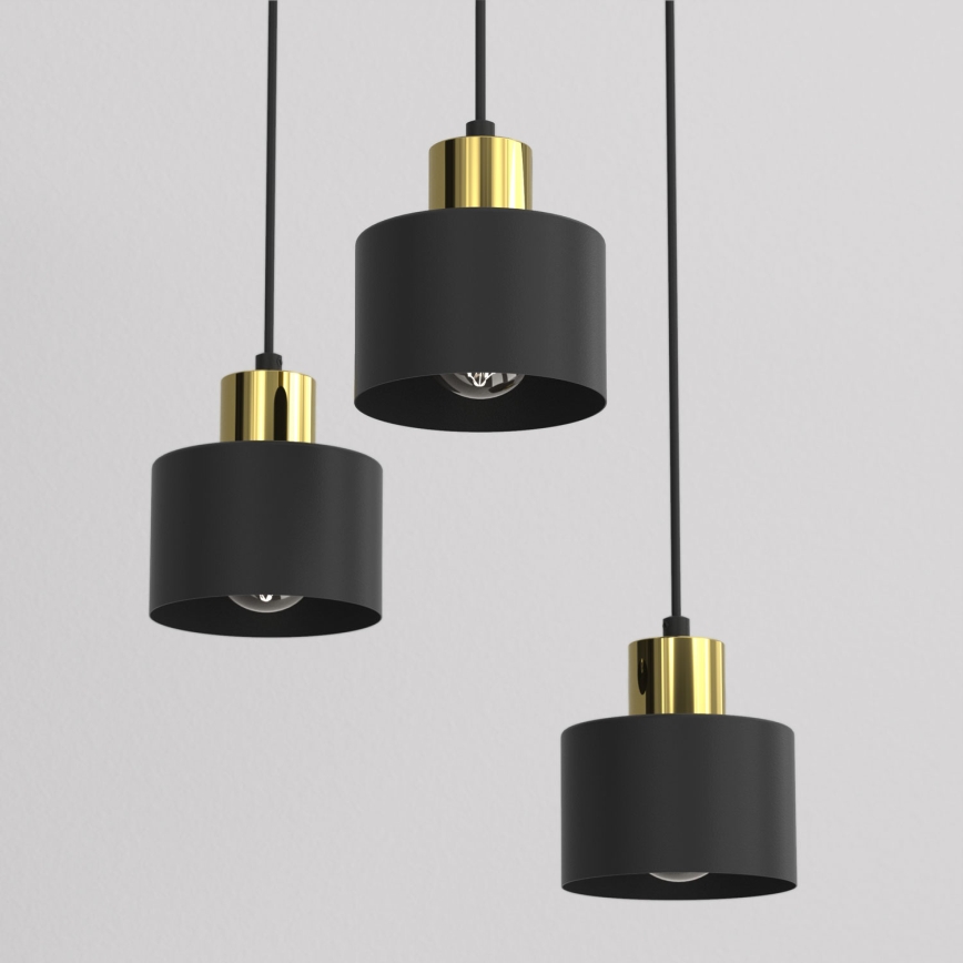 Luster na sajli PARKLA 3xE27/15W/230V crne boje