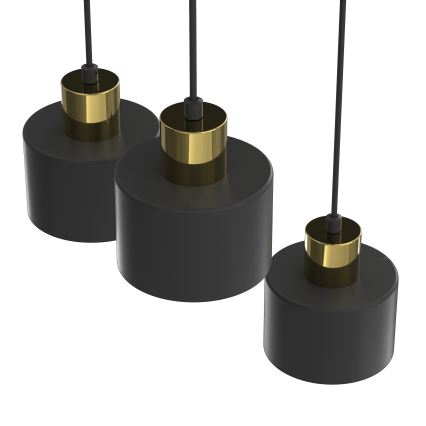 Luster na sajli PARKLA 3xE27/15W/230V crne boje
