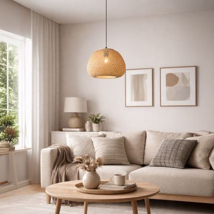 Luster na sajli PETRA 1xE27/15W/230V Ø 35 cm bambus