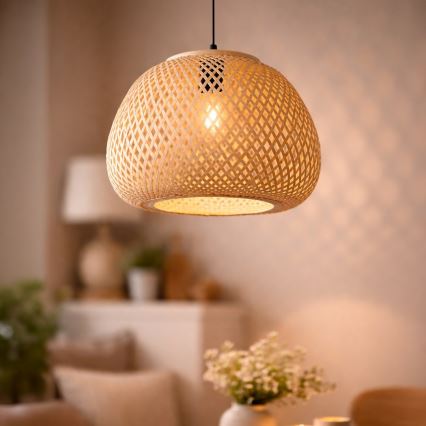 Luster na sajli PETRA 1xE27/15W/230V Ø 35 cm bambus