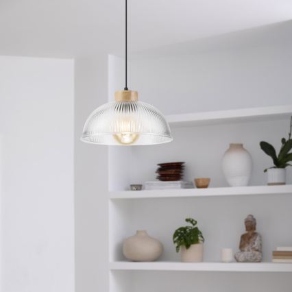 Luster na sajli PIA 1xE27/60W/230V, promjer 30 cm, hrast