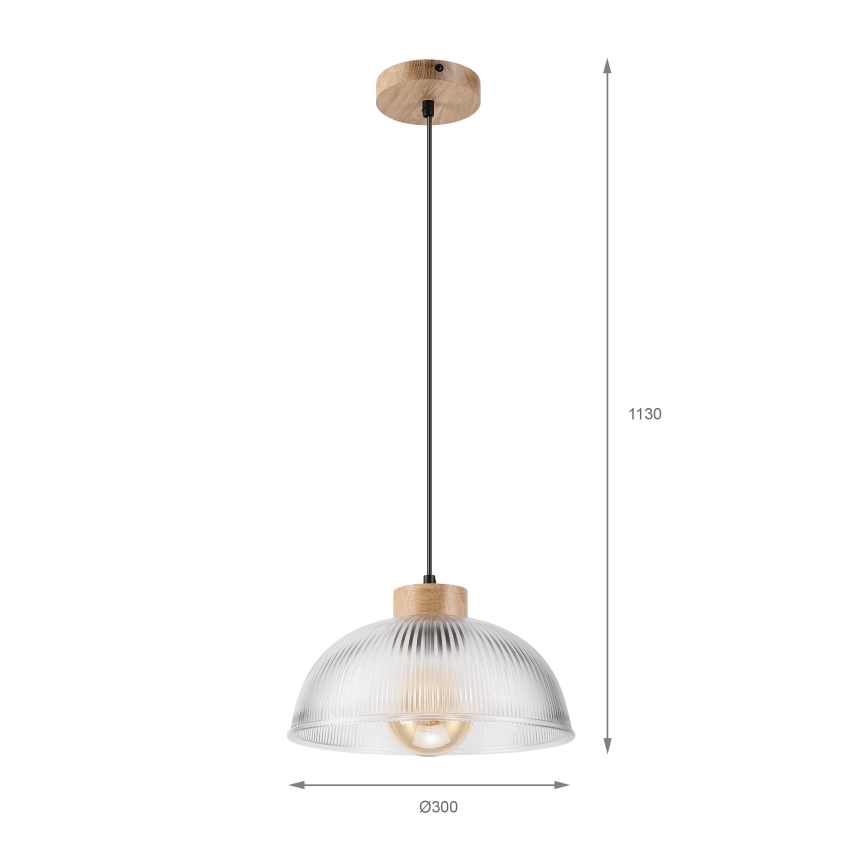 Luster na sajli PIA 1xE27/60W/230V, promjer 30 cm, hrast
