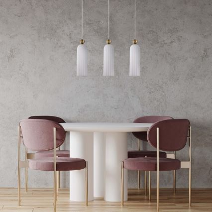 Luster na sajli PIEGA 3xE14/40W/230V mesing/bijela