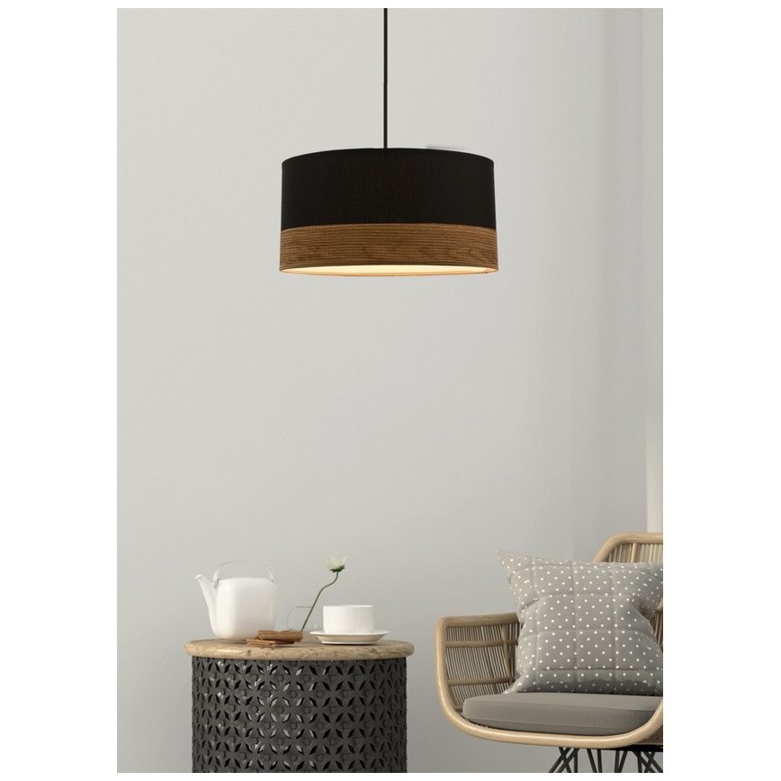 Luster na sajli PORTO 1xE27/60W/230V crna/smeđa