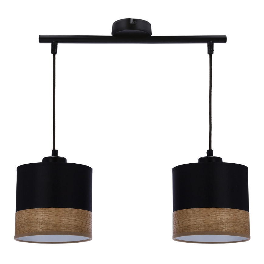 Luster na sajli PORTO 2xE27/60W/230V crna/smeđa