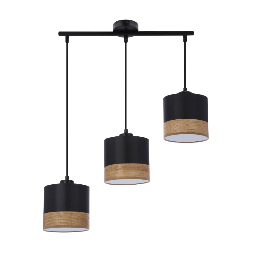 Luster na sajli PORTO 3xE27/60W/230V crna/smeđa