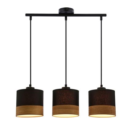 Luster na sajli PORTO 3xE27/60W/230V crna/smeđa