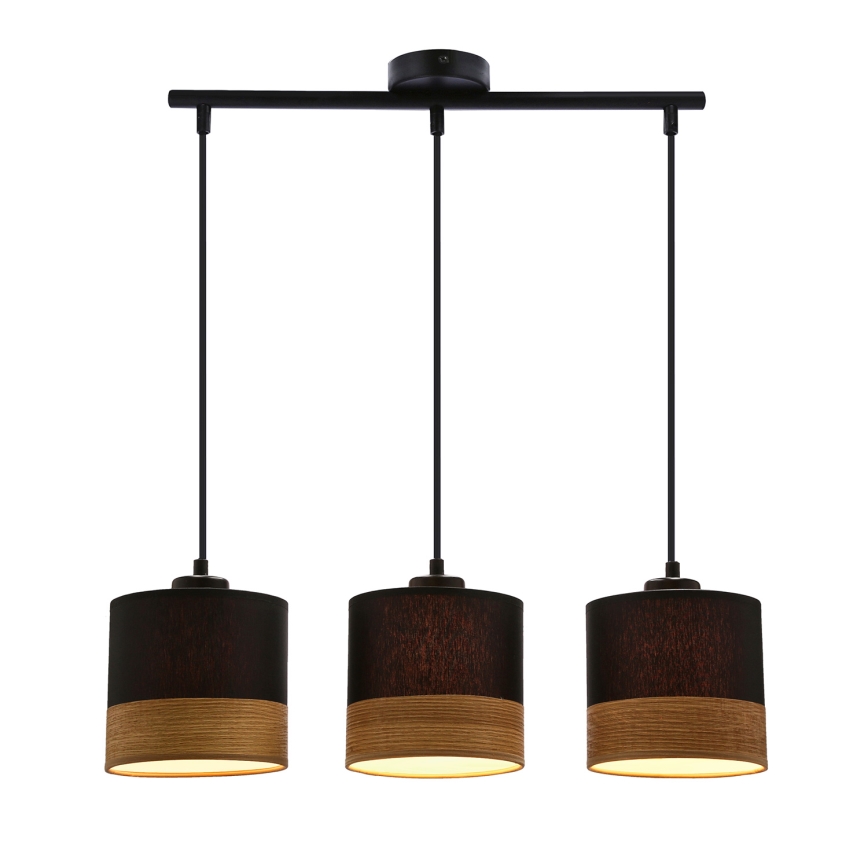 Luster na sajli PORTO 3xE27/60W/230V crna/smeđa