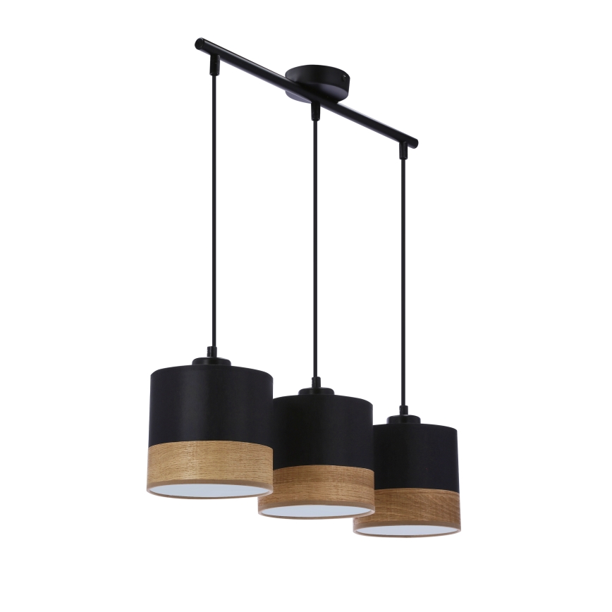 Luster na sajli PORTO 3xE27/60W/230V crna/smeđa