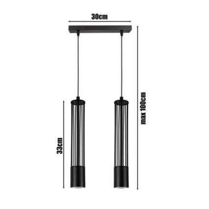 Luster na sajli PRESCOT 2xGU10/40W/230V crna